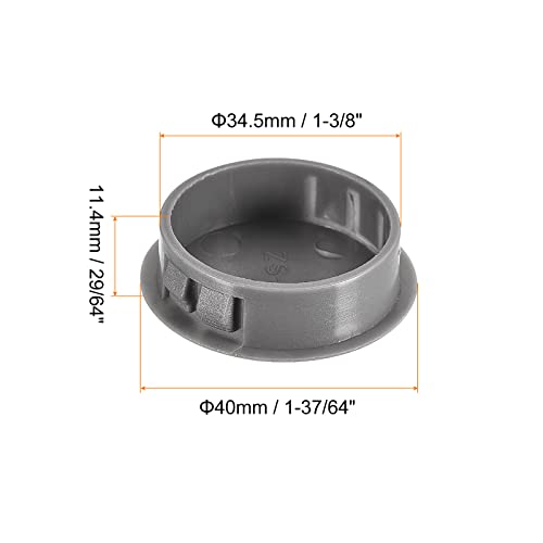 Image of uxcell 1-3 /8 inch Plastic Hole Plugs, 26Pcs Flush Type Panel Round Snap in Fastener Knockout Locking Plugs for Furniture Insert End Caps Panels, Gray