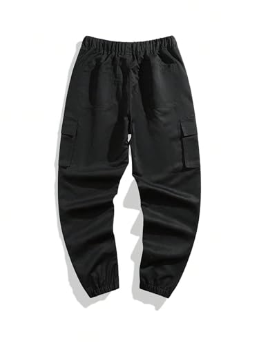 SOLY HUX Men's Cargo Pants Elastic Waist Slim Fit Outdoor Hiking Joggers with Pockets 3 Packs2