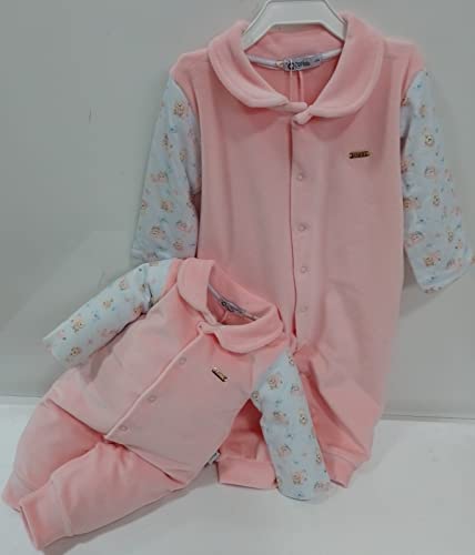 Macacão Bebê Menina Plush Luxo Zafielo Inverno Enxoval 536