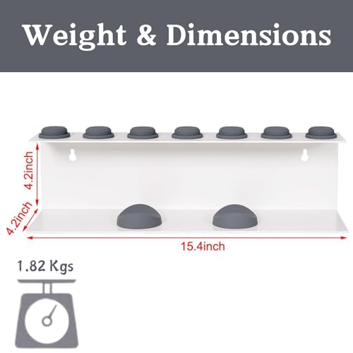 Image of Accessories Holder compatible with Dyson Airwrap Styler - Stylish Organizer Rack Stand, Space-Saving Design - Wall Mount /Countertop - Carbon Steel, Easy Installation (7 Slots, White)