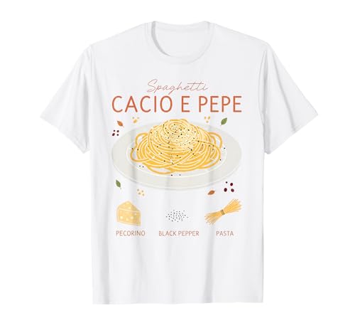 Spaghetti Cacio e Pepe Traditional Italian Food Recipe Tee T-Shirt