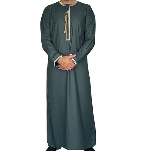 Caftan homme musulman haut de gamme avec finitions boutonnées et capuche