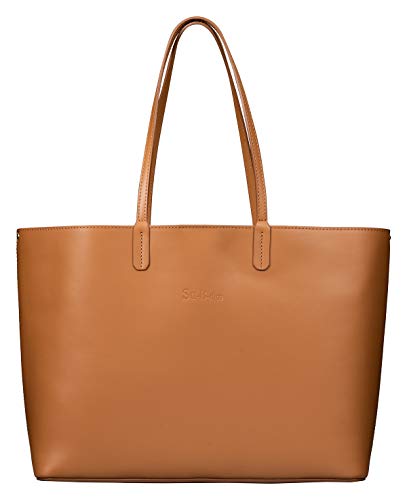 Su.B - Bolso de Cuero Auténtico Bolso de Compras Piel Auténtica - Marrón