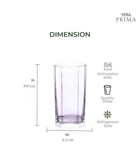 Image of Yera Prima Pyramid Zest Designer Tumbler Set of 6, 210 ml Each | Tumblers for Water, Cold Drinks, Juice | Dishwasher Safe | for Daily use & Gifting