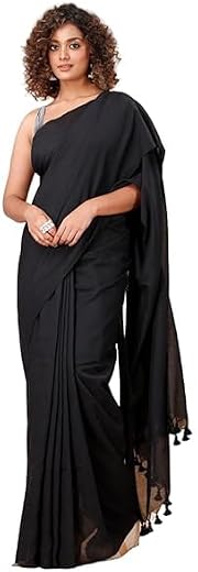 Women’s Khadi Cotton Handloom Saree | Lightweight Plain Design Saree | Elegant Traditional Saree for Women | Perfect for W...
