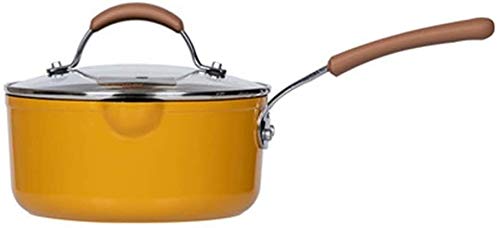 Pots,Milk Pan Butter Warmer Saucepan Sauce Pan Pot Non-Stick Alloy Aluminum Anti-Scaldiheatipot with Pour Spouts/Yellow/18 * 8.5Cm,Yellow-18 * 8.5Cm