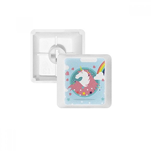 Keycaps licorne arc-en-ciel pour personnaliser un clavier mécanique blanc