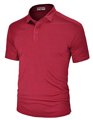 Derminpro Menâ€™s Polo Shirts Regular Fit Short Sleeve Quick Dry Golf Athletic T-Shirts Wine Large
