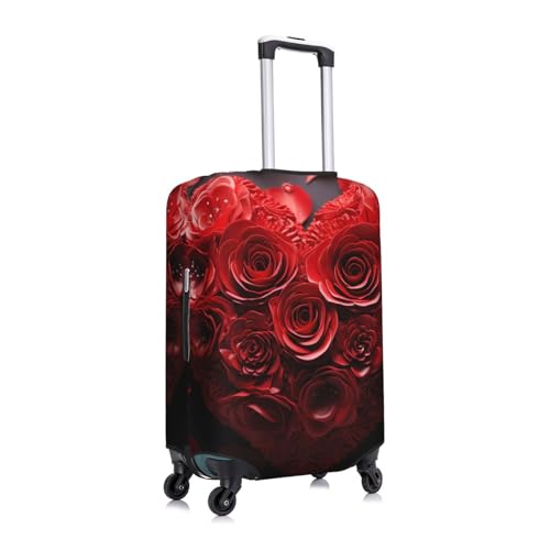 Red Rose Love Heart Travel Luggage Cover Suitcase Protector Washable Elastic Suitcase Cover Anti-Scratch Luggage Protector X-Large Travel Suitcase Baggage Cover Fits 18-32 Inch Suitcase3