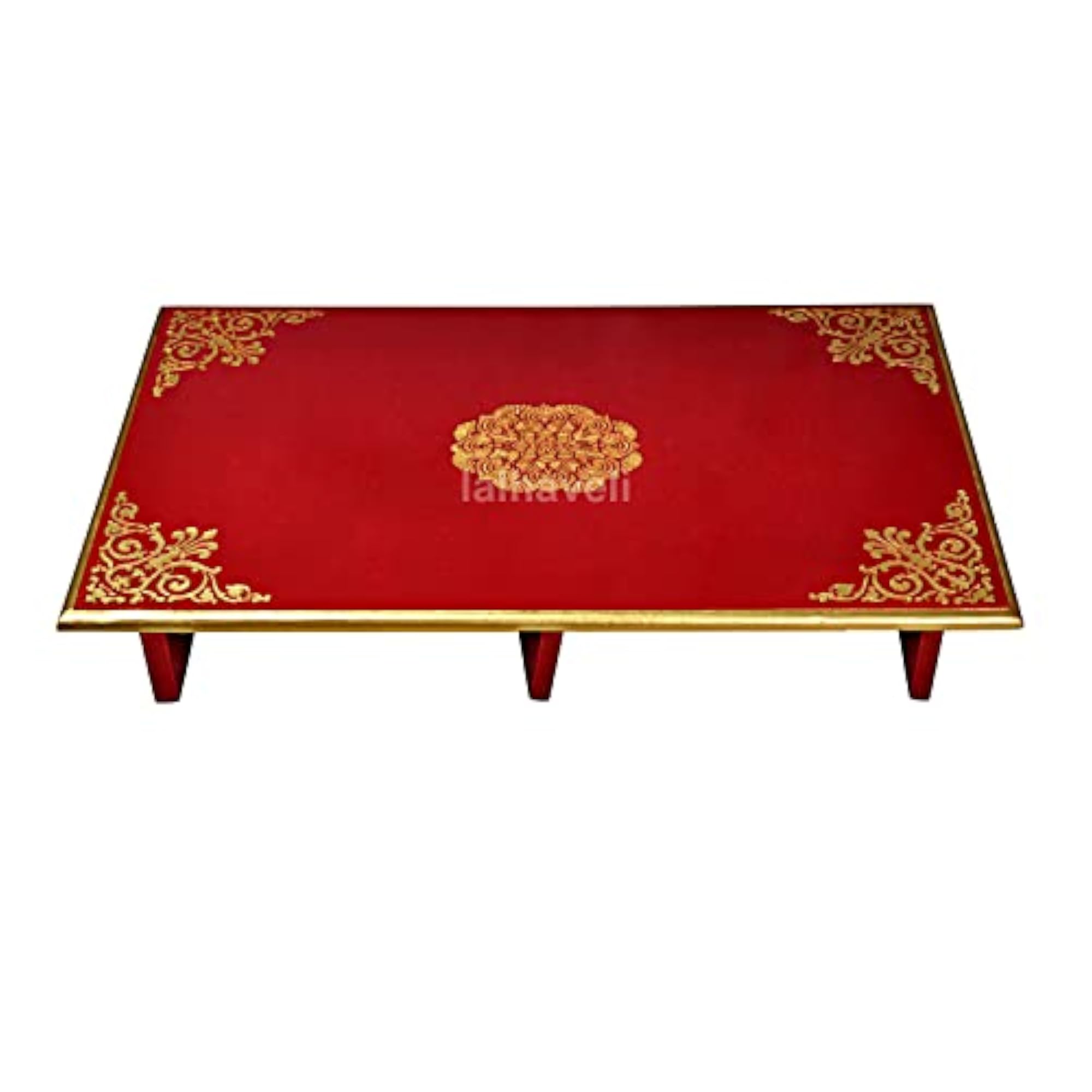Decorative Hand Painted Stools Red Wooden Chowki