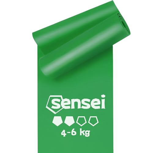 SENSEI® Banda Elástica Fitness – 4-6 kg, 2m Longitud, Látex Natural para Gimnasia, Entrenamiento & Rehabilitación