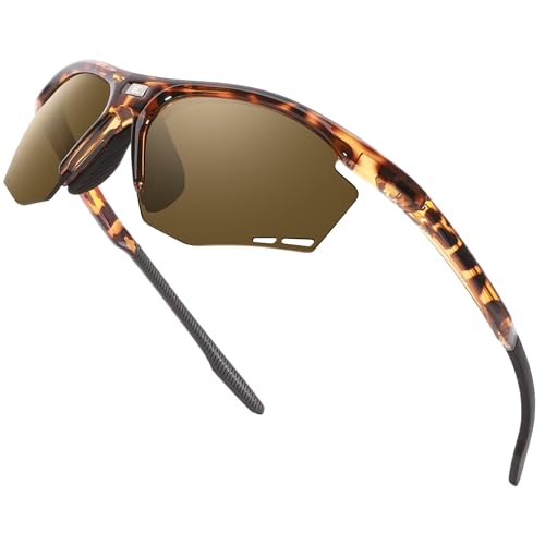 Image of BIRCEN Mens Polarized Sunglasses for Sports: TR90 Lightweight Sun Glasses Wrap Around Shades for Fishing Driving Cycling