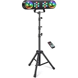 Tripode Para Luces Dj Casero Luz de DJ con trípode, luces de bar de fiesta, luz de disco giratoria, mando a distancia y sistema de iluminación de escenario, sonido activado para bar, conciertos, banda móvil, baile, Halloween