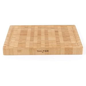 Salter Bamboo Chopping Board – Large Wooden Cutting Butchers Block, Thick Heavy Duty Board for Carving Meat, Juice Groove, Cheese Platter Charcuterie, Reversible, FSC®-Certified, 42cm
