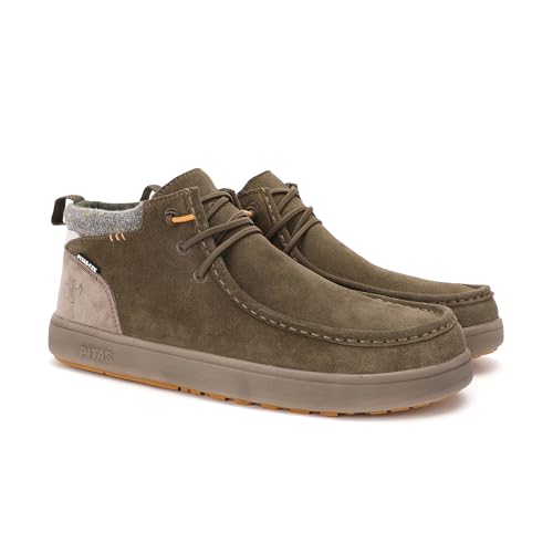 WALK IN PITAS | BAIKAL | Botas de Hombre Casual | Botín Serraje | Bota Urbana de Caña Baja | Mocasines | Náuticos Invierno | Zapatillas Casual | Zapatos sin Cordones | Calzado Walkinpitas | Kaki 43