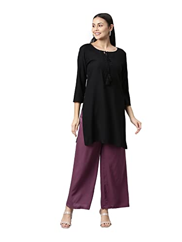 Image of GO COLORS Soft Viscose Basic Palazzo Full Length for Women| Breathable, Mid Rise, Relaxed Fit