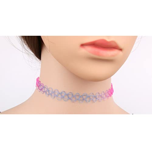 PLABBDPL 12 Stück Elastische Halskette, Regenbogen-Halskette Choker Halsketten Modeschmuck Modeschmuck für Mädchen Mädchen Kinder Frauen Elastischer Gummi/Kunststoff