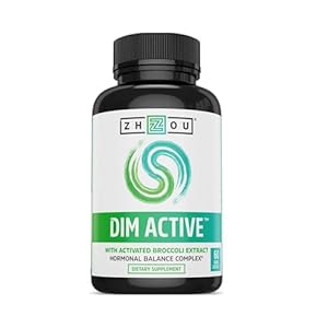 Zhou DIM Active – DIM Supplement, Hormone Balance for Women & Men, Hormonal Support with 250mg Diindolylmethane – 60 Vegan Capsules