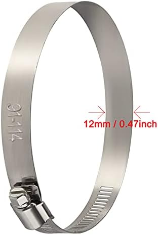 4 inch Hose Clip Clamps Adjustable Large Size Stainless Steel 2 Pack Pipe Clips Worm Drive Clamp Assorted for Securing Hose Connections (91-114mm)