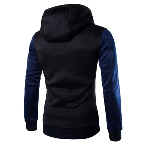 evzosrz Hooded Varsity Jacket Men, Slim Fit Hoodie Baseball Button Contrast Color Patchwork Jackets Casual Sports Sweatshirts2