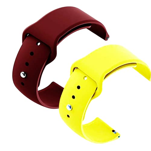 Image of YODI New Accessories Silicone 22MM Strap Belt Band for Smart Watch (Set of 2 Color) Combo Pack (Smart Watch NOT Included) (WINRED-Yellow)