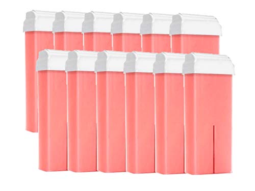 Purewax | 12 cartuchos de cera para depilar rosa | depilación con banda | Roll on 100ml | Profesional | Piernas | axilas | Brazos | Cuerpo…