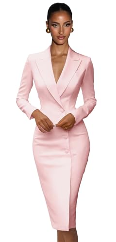 Womens Blazer Dress Dressy Long Sleeve Blush Pink Bridesmaid Dresses
