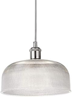 1 Light Glass Ribbed Pendant Ceiling Light