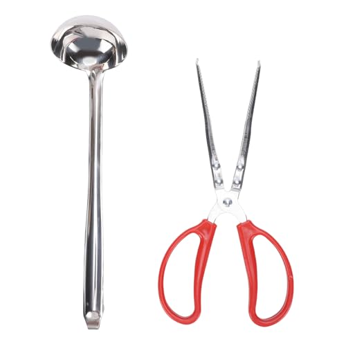 Glomora Fireplace Tongs Pellet Scoop Set Cast Iron Metal Tabletop Grabber and Pellet Handling Tool