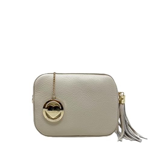 Borsa con tracolla removibile e regolabile 60-120 Cm, ciondolo in pelle decorativo, una tasca interna con zip