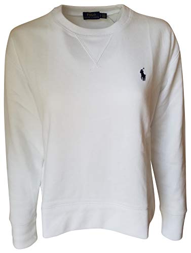 Ralph Lauren Damen Baumwollmischung Fleece Pullover Sweatshirt, Weiß...
