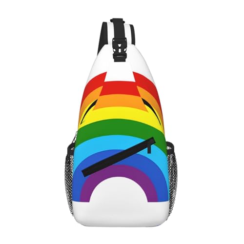 Rainbow Print Print Cross Chest Bag Diagonally - High-Capacity For Short Trips, Work, And Daily Use