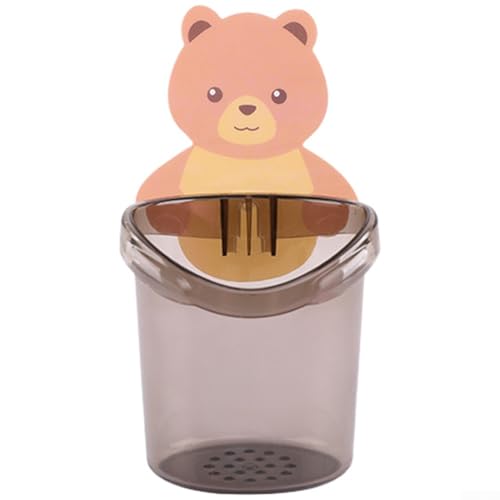 Taza montada en la pared para uso en el baño para almacenar cepillos de dientes y accesorios pequeños con drenaje para sequedad (gris)