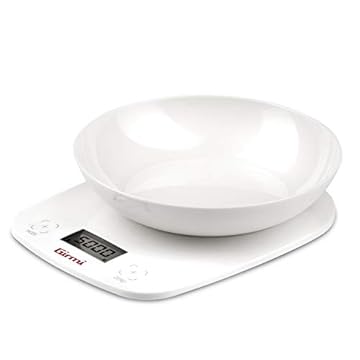 Girmi PS01 Bilancia da Cucina, Plastica, 1 gr/ 5kg, Display LCD 45 x 22mm, Autospegnimento, Funzione TARA, Bianco