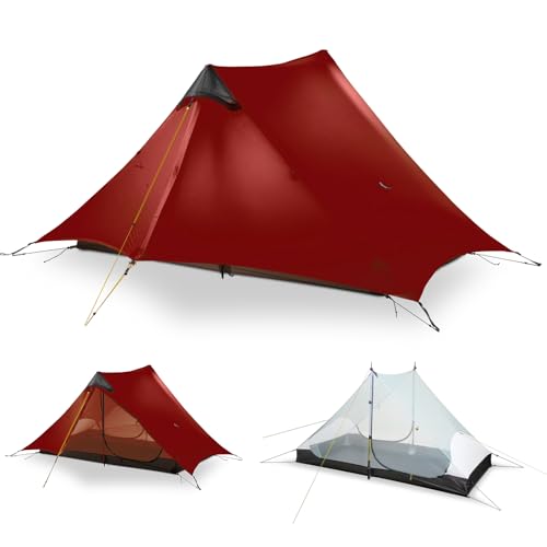 LANSHAN Ultralight Tent 3-Season Waterproof Backpacking Tent for 2 Person Camping, Climbing, Hiking, Travelling, Mountaineering, 2-Person, Red