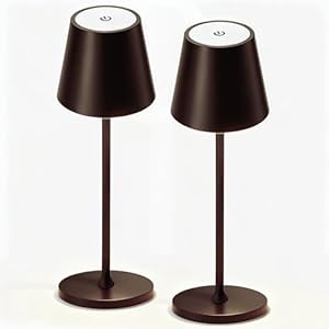 2 Pack Cordless Table Lamp,Portable LED Desk Lamp, 5200mAh Battery Operated, 3 Color Stepless Dimming Up, for Restaurant, Bedroom, Bars, Outdoor Party, Camping, Coffee Shop Night Light Coffee