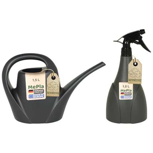 MePla - Set Gießkanne 1,5l Indoor + Sprüher 1,0l - anthrazit, wetterfest aus UV-beständigem Kunststoff MePla - Set Gießkanne 1,5l Indoor + Sprüher 1,0l - anthrazit, wetterfest aus UV-beständigem Kunststoff