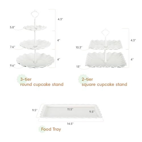 PCFCZ 10 PCS Cupcake Stand Holder, Dessert Table Display Set, Treat Table Candy Cake Desert Tiered Tray, 3 Tier Serving Trays for Tea Party, Wedding Baby Shower Bridal Shower Decorations - Image 4