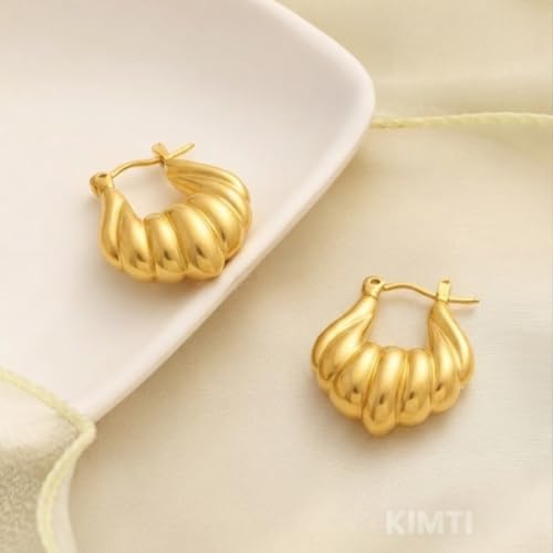 Image of KIMTI 18K Gold Plated Hoop Earring for Women | Round Hoop Earring