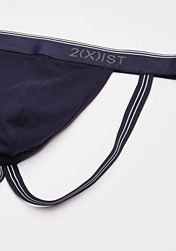 2(X)IST Men's Cotton Stretch Jock Strap 3-Pack Eclipse/Lead/Dazzling Blue, Large - Thumbnail 3