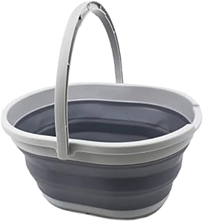 SAMMART 11L Collapsible Basket with Handle - Portable Outdoor Picnic Basket/Crater - Foldable Shopping Bag - Space Saving Storage Container (Grey/Dark Grey, 1)