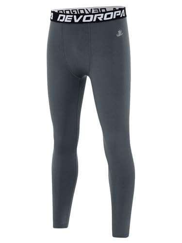 Image of DEVOROPA Boys Leggings Youth Compression Pants Sports Tights Basketball Football Baseball Soccer Baselayer Slim /Regular /Husky