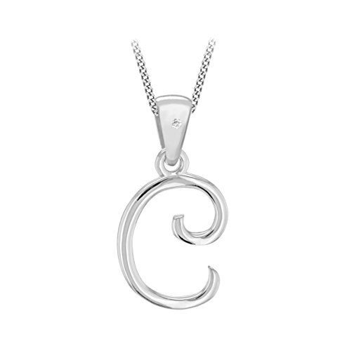 Tuscany Silver 8.44.7444 Cadena con colgante de plata, diamante (0.04), 46 cm, Letra C