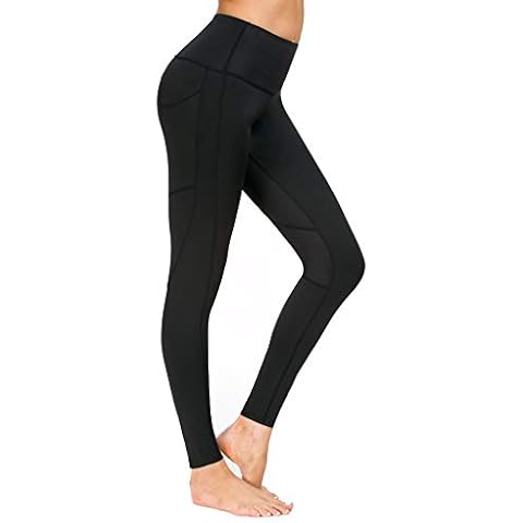 Flatik Women's Yoga Capri Leggings Workout Pants Active Leggings with Side Pocket L Cover
