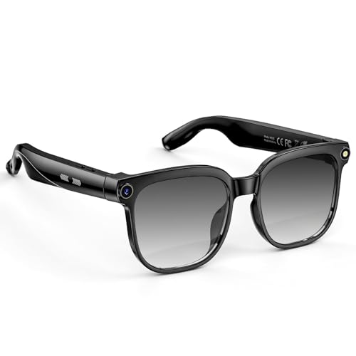 Hwagol AI Smart Glasses 800W-Kamera mit Bildstabilisierung, HD-Auflösung Brille mit Kamera, unterstützt Videoaufzeichnung/Musikwiedergabe/Audioaufzeichnung/Bluetooth-Anrufe/GPT Objektidentifizierung