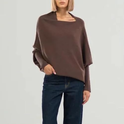 2024 New Asymmetric Draped Jumper, Asymmetric Draped Jumper- One Size, Womens Batwing Sleeve Pullover Sweaters4