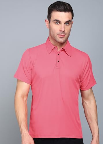Image of INKKR Men Soild Polo Neck Texture T-Shirt