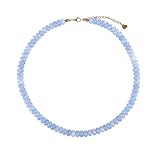 Mikovivi Natural Stone Bead Necklace for Women, Blue Beaded Necklaces Bohemian Beach Jewelry Stylish & Adjustable Natural Stone Bead Decoration for Mother Wife Women