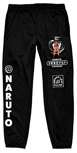 Bioworld Naruto Shippuden Anime Cartoon Mens Black Sweatpants