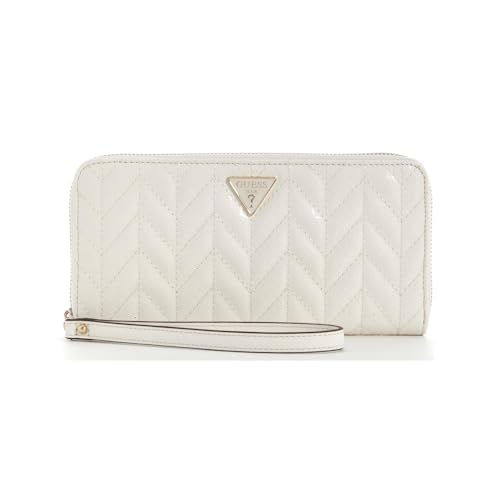 Porte-monnaie GUESS Stacey crème écru portefeuille zippé femme tout-en-un chic